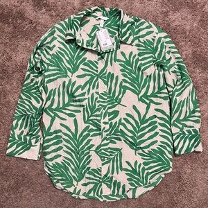 NWT H&M Green/Tan Leaf Print Tunic Top